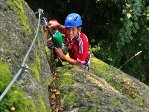 Die fotogene Stelle des Klettersteigs - bitte auch hier gesichert bleiben.